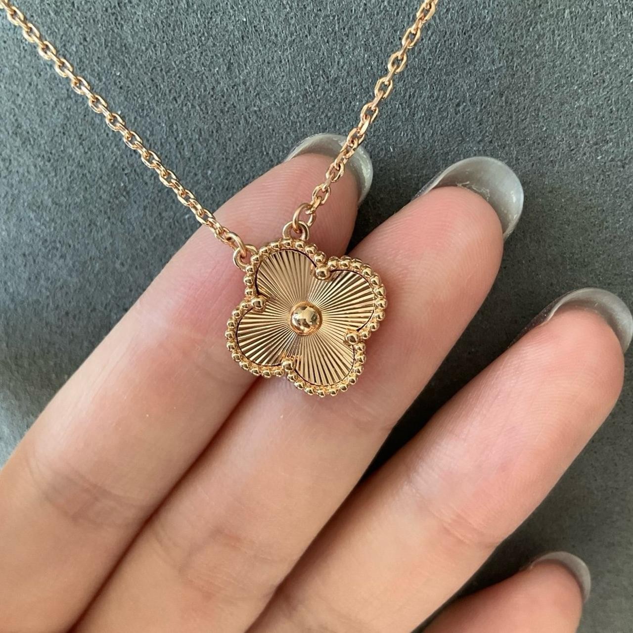 Flower necklace 925 silver rose gold plated 15mm Flower necklace
