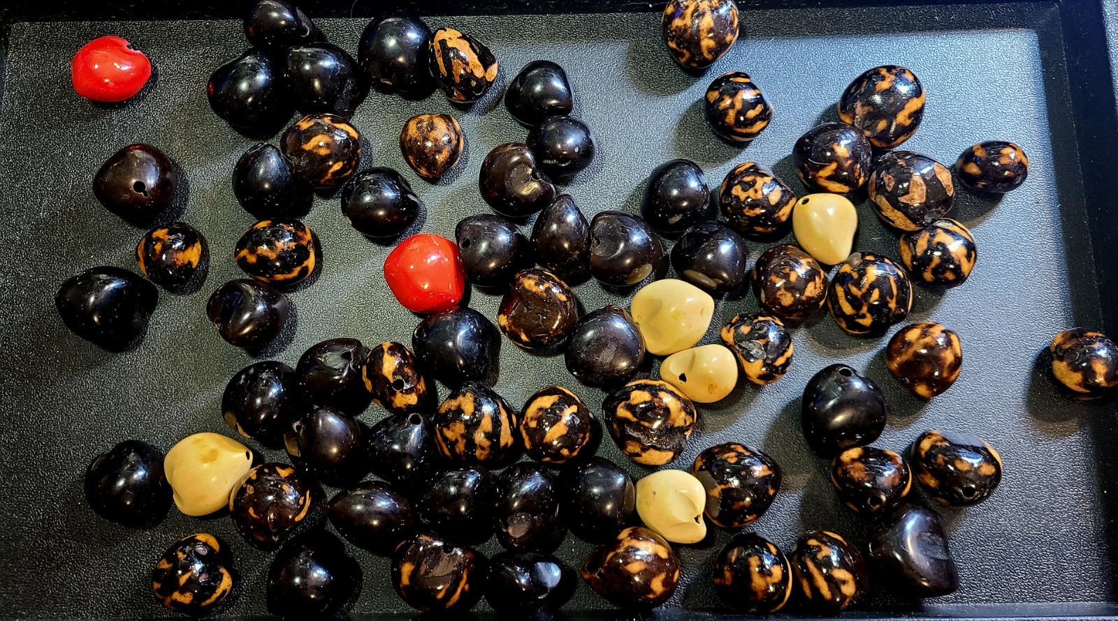 71 Piece Lot Mixed Loose Kukui Nuts Hawaiian Lei Drilled Beads Natural 1″