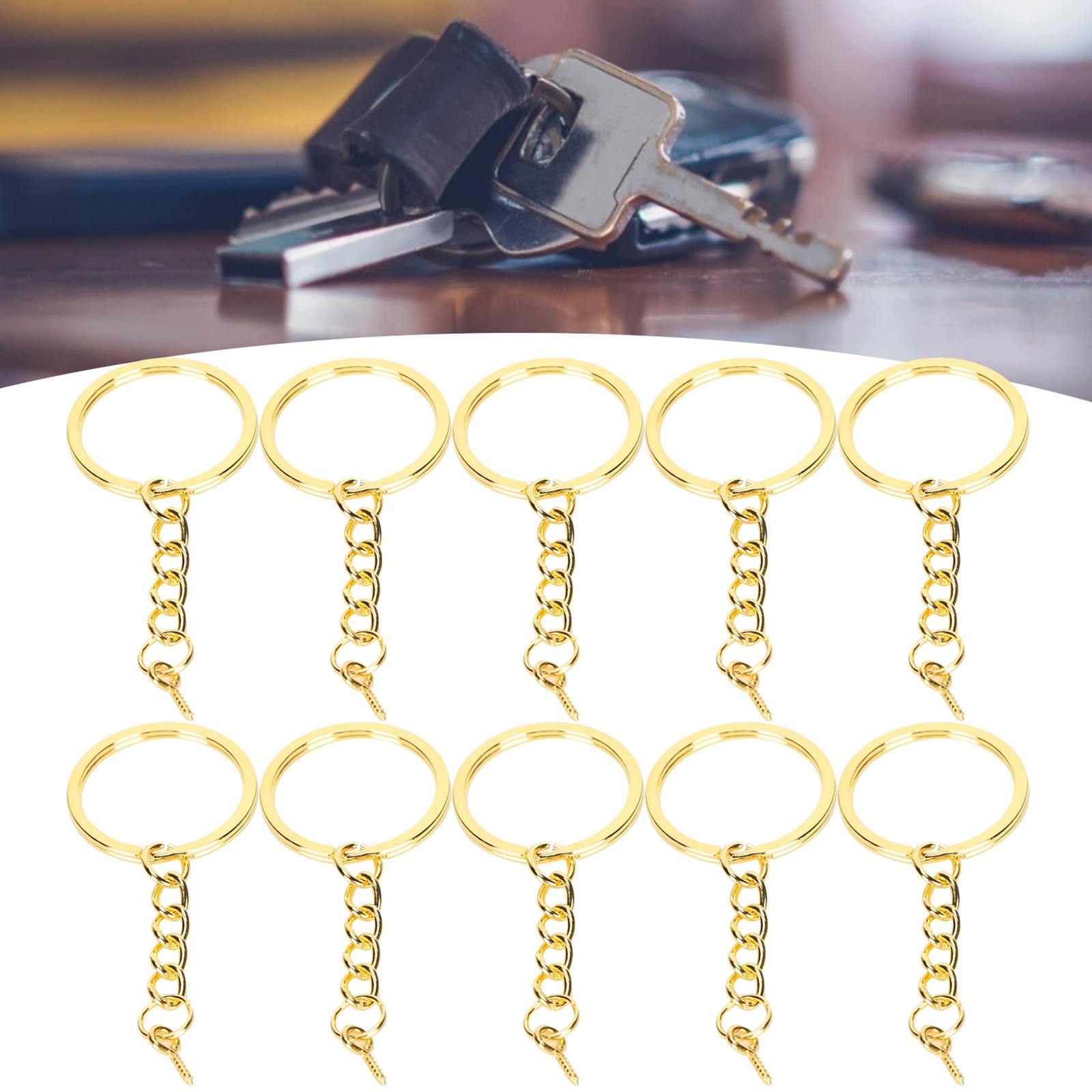 10pcs Alloy Key Chain Ring Parts For DIY Keychains Easy To Use