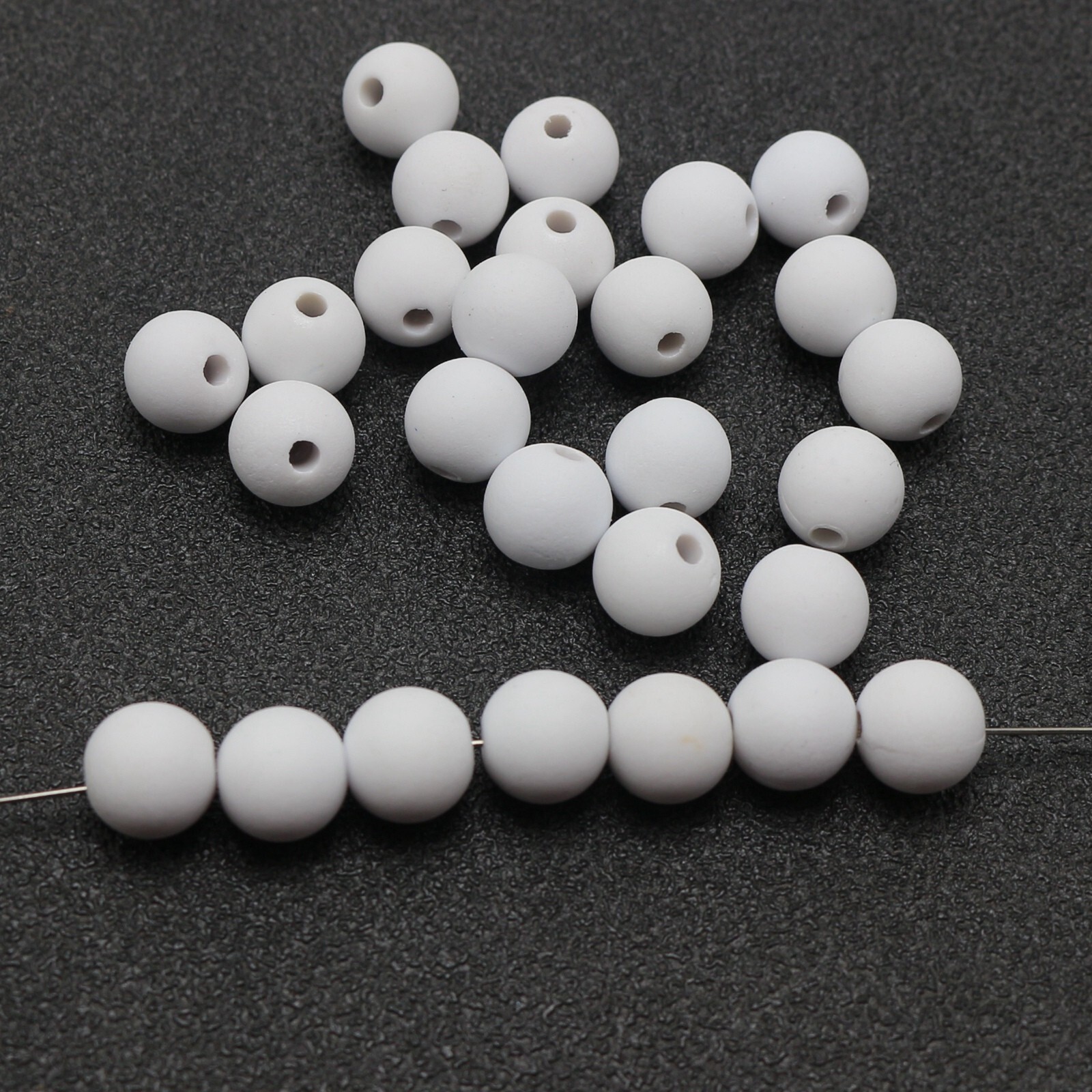 500 Matte White Color Acrylic Round Beads 10mm(3/8″) Rubber Tone