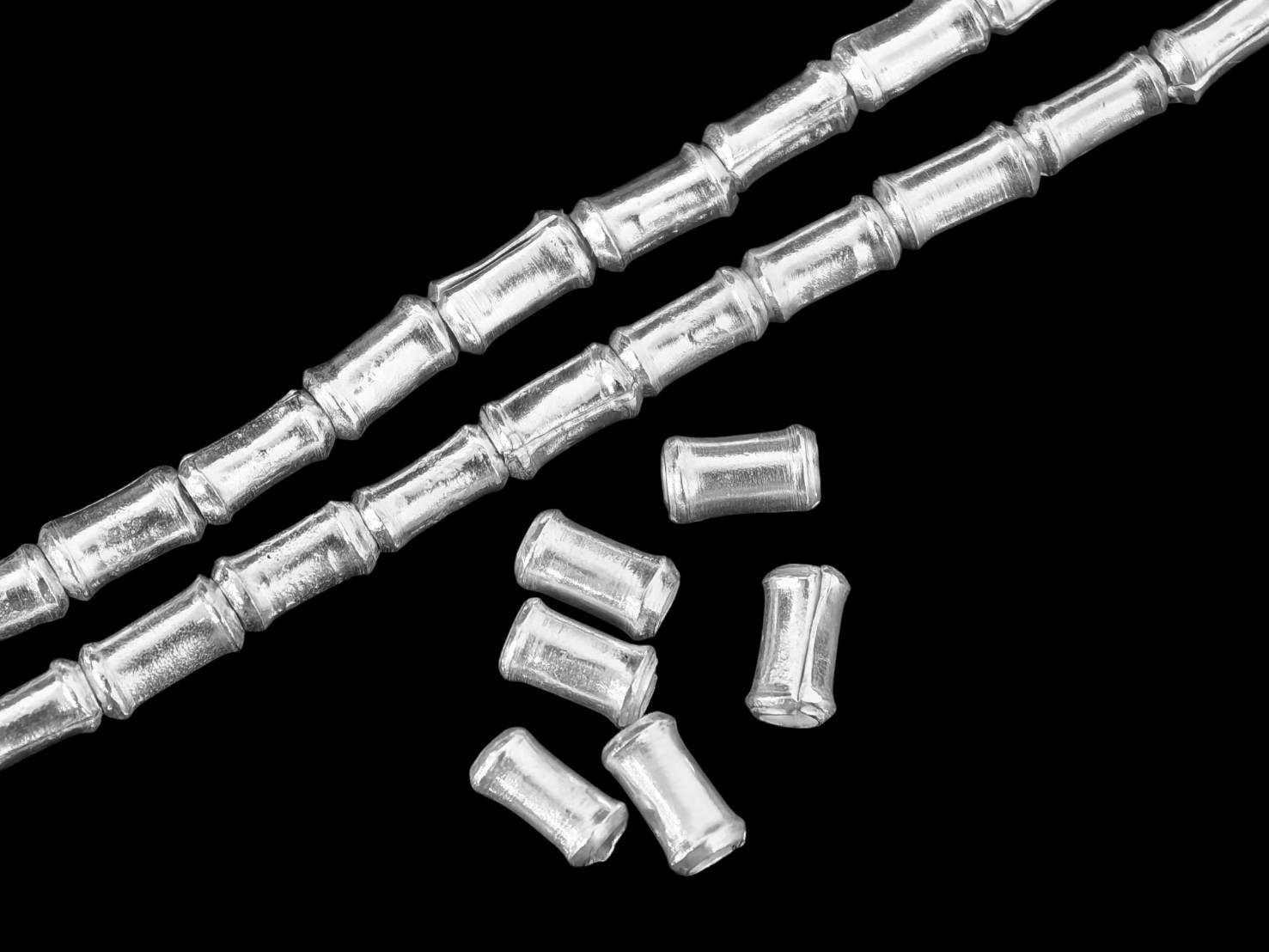 Silver beads karen hill tribe handmade silver 50 small plain bamboo bead