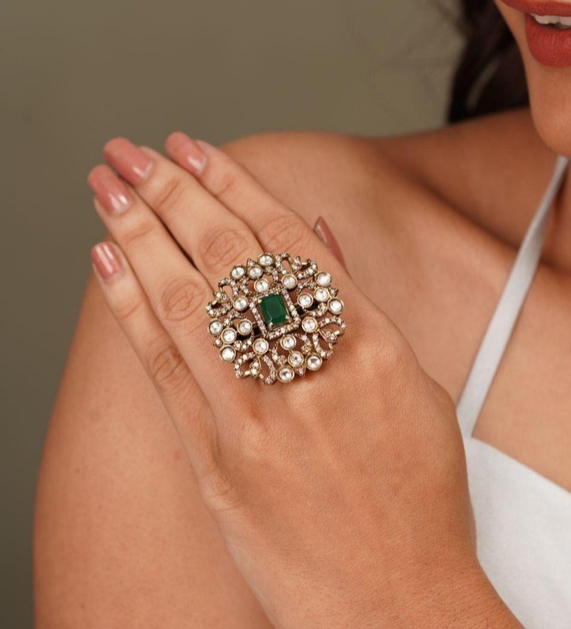 Polki Ring in Victorian Polish
