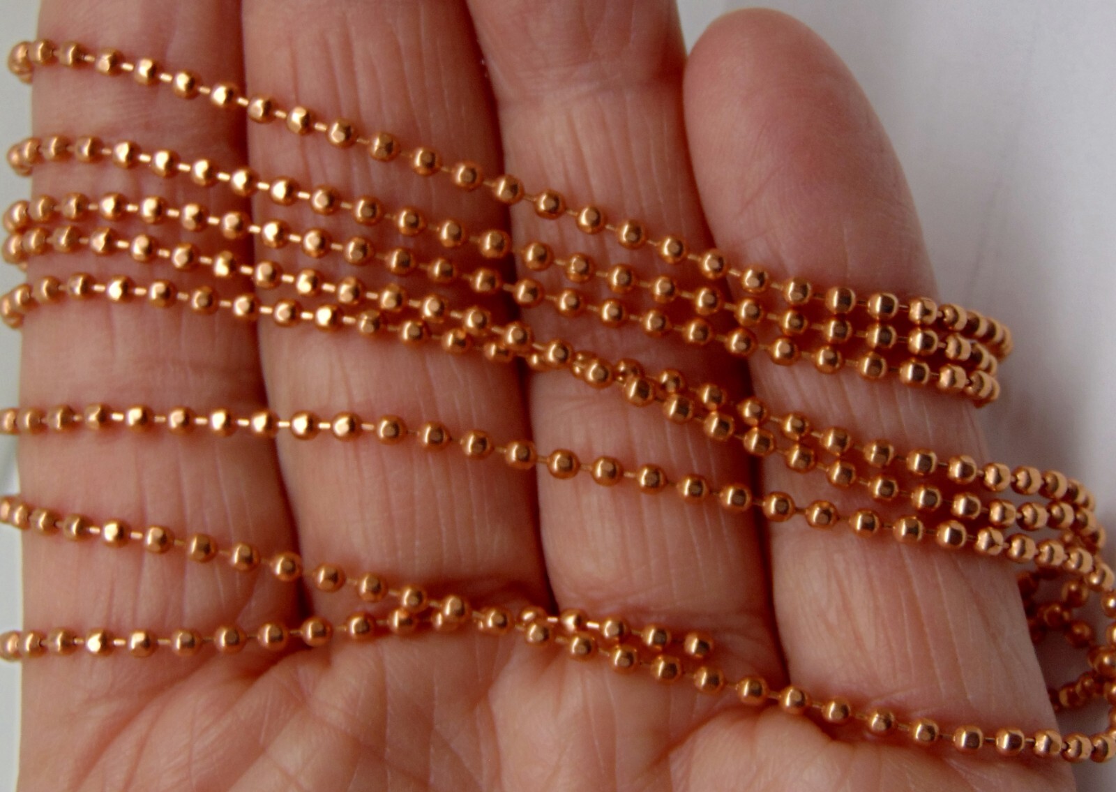 15 Feet 2.4mm Faceted COPPER BALL CHAIN #3 BULK Footage Made in USA +20 clasps