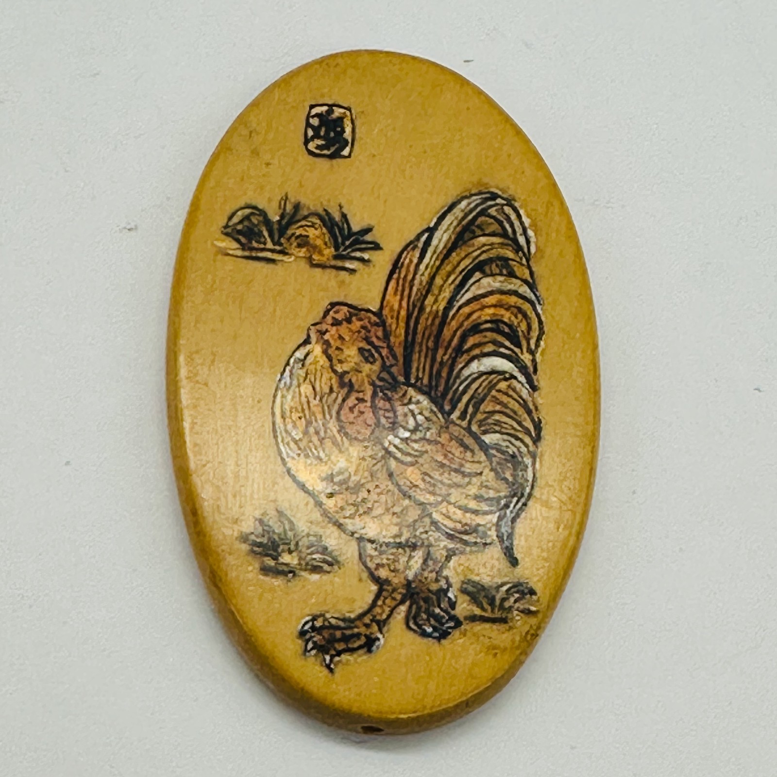 Chinese Year of the Rooster Pendant Bead | 1 Pendant Bead | 2″ Long | Tan, Brown