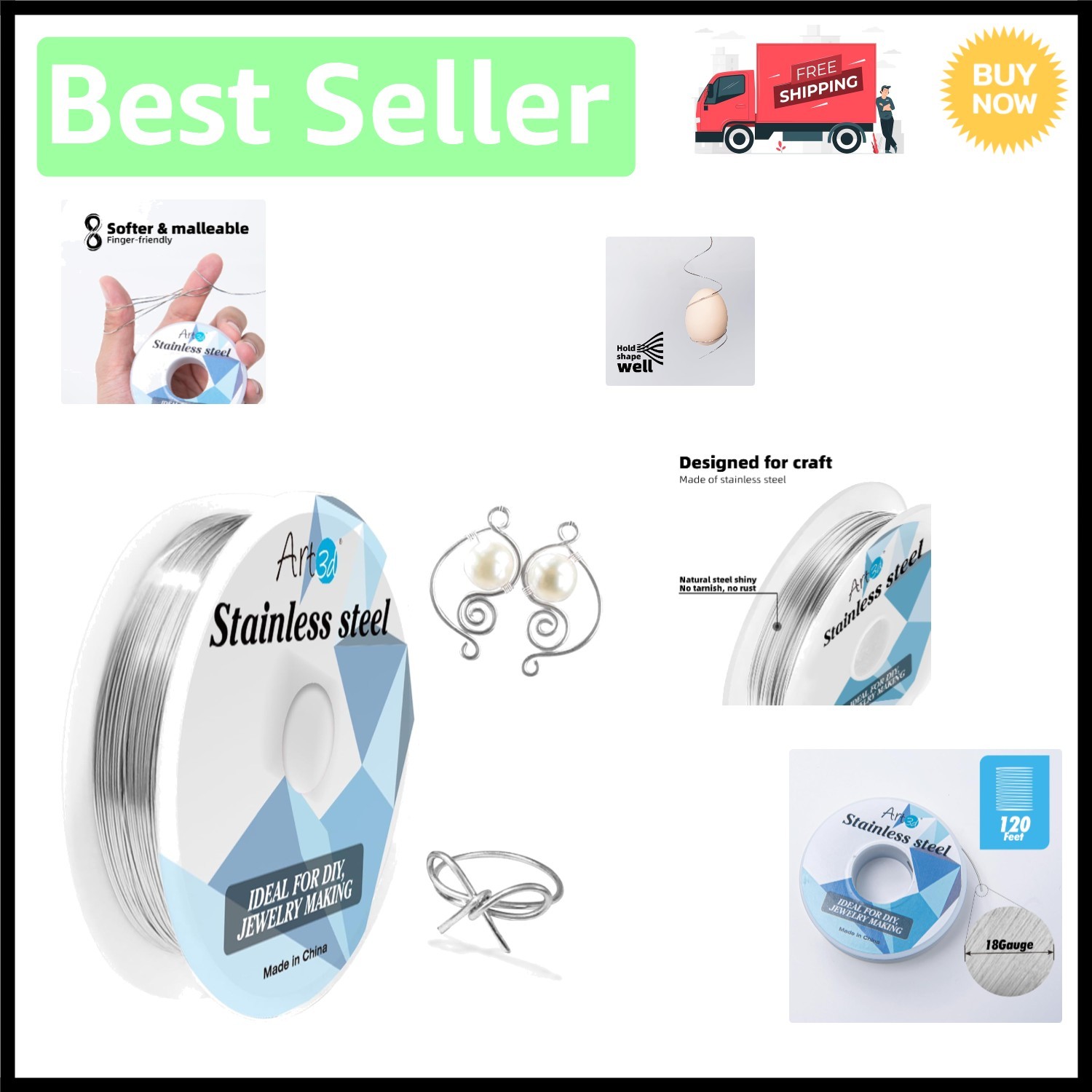 18 Gauge Silver Wire for Jewelry Making – 120FT Flexible Crafting Wire