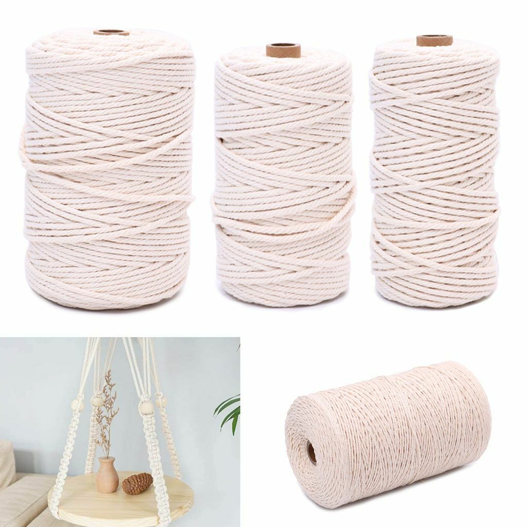 100M DIY Faux Beige 2/3/4mm Twisted Cord Rope Artisan Macrame String