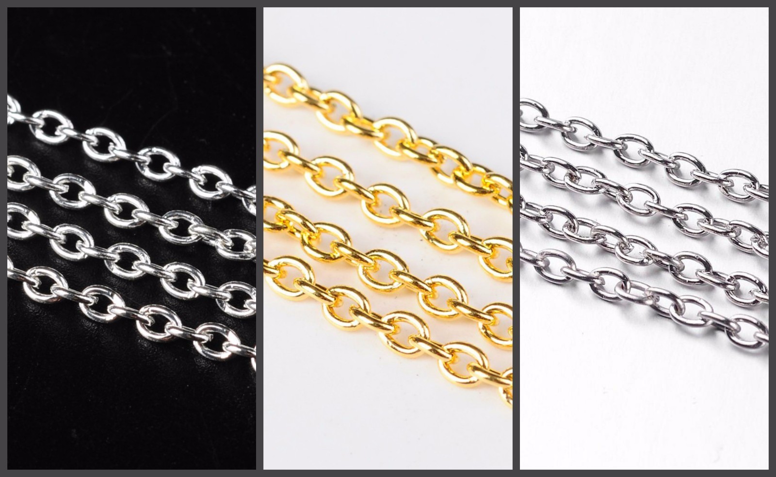 6ft Gold/silver/platinum/black oval Link Chain 3x2mm Findings Jewelry DIY p8