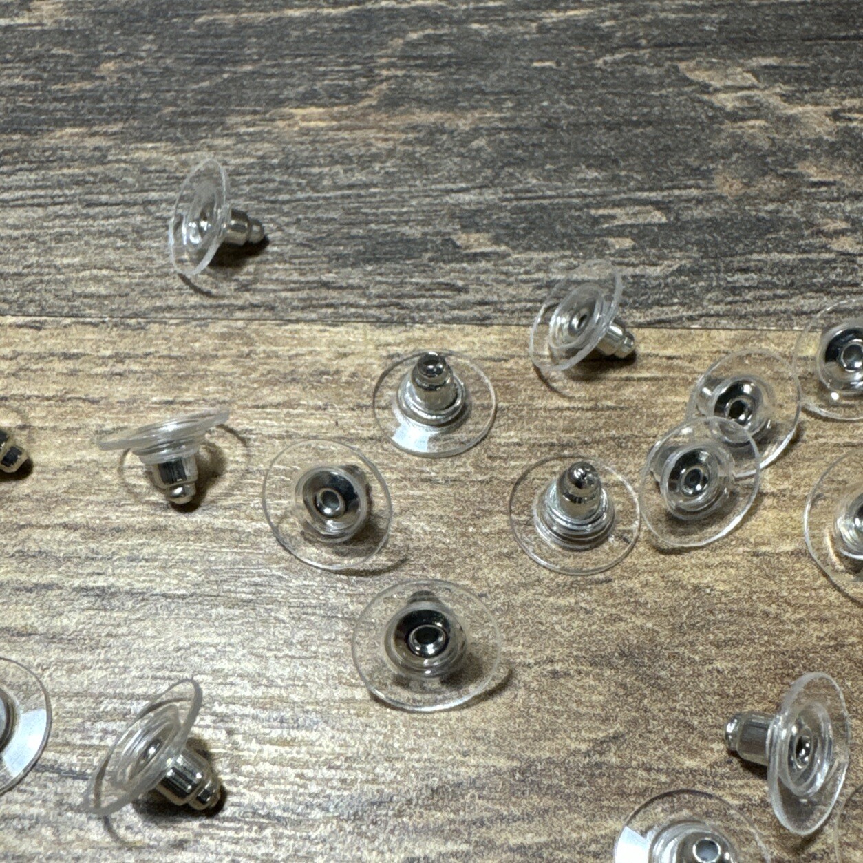 20 Nickel free Silver 11mm Comfort Earring Backs Bullet Clutch Plastic Disk