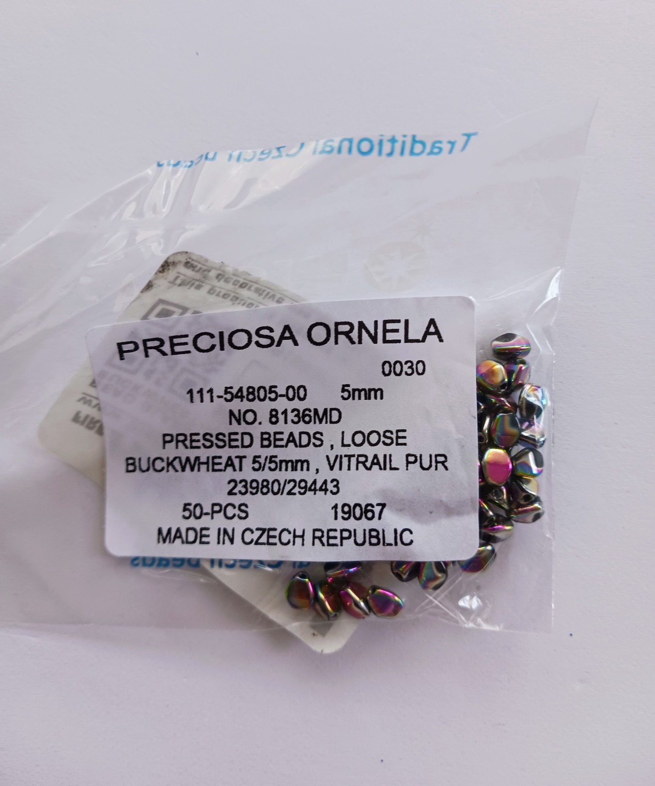 Fire Mountain Preciosa Pressed Glass Beads – Buckwheat – 5x4mm – 50 pcs. – NEW