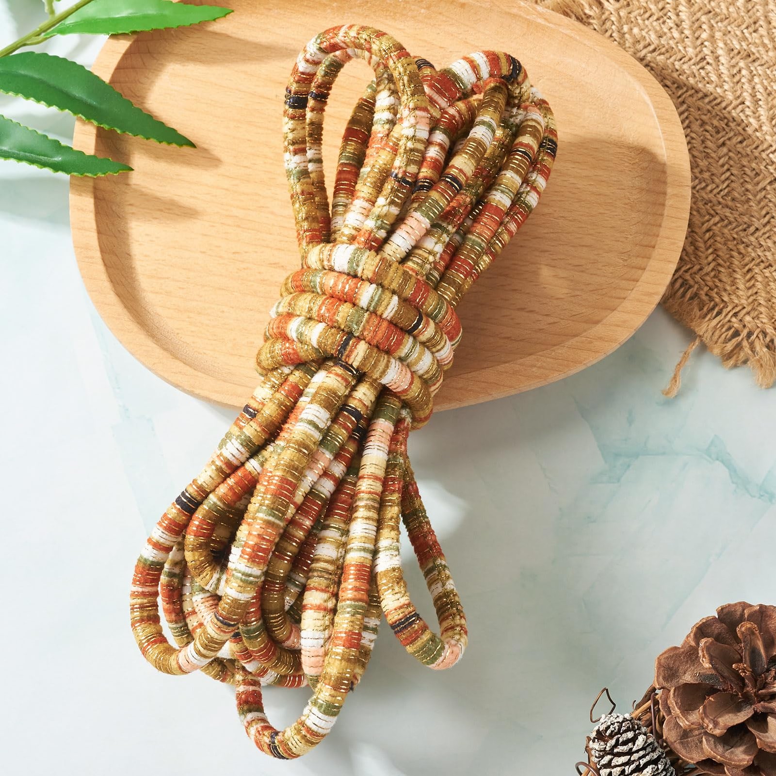 5.47 Yards Ethnic Style Cloth Cords for Jewelry Making, Colorful Bohemia Rope Th