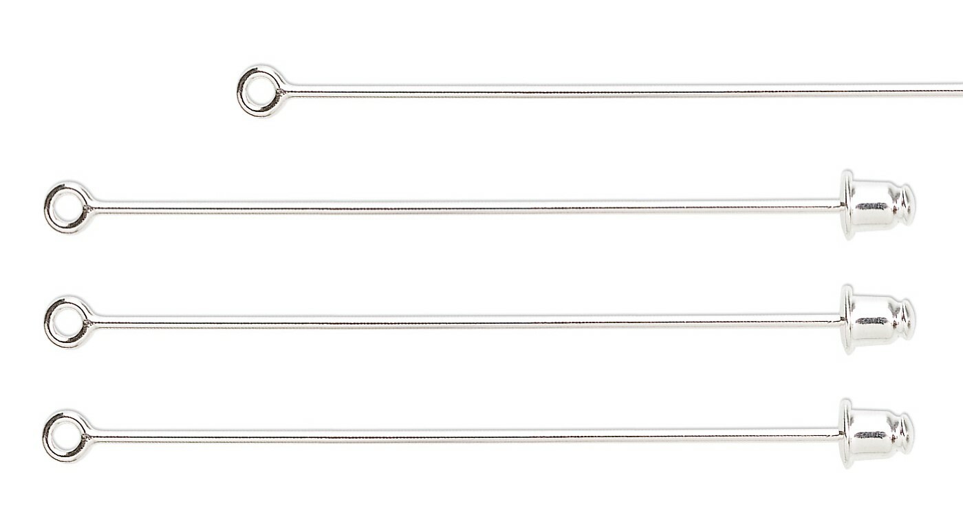 Stick Pin, Silver Plated Brass 2 1/2 Inches Long with Loop & Clutch 20 OR 50