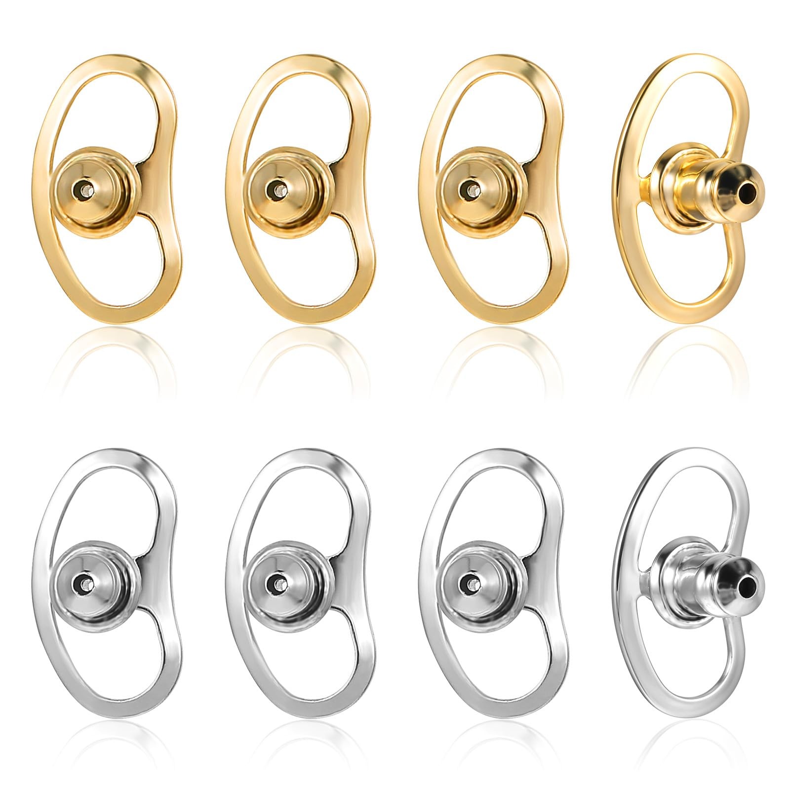 8PCS Earring Lifters Backs for Droopy Ears, Large Earring Backs Replacements …
