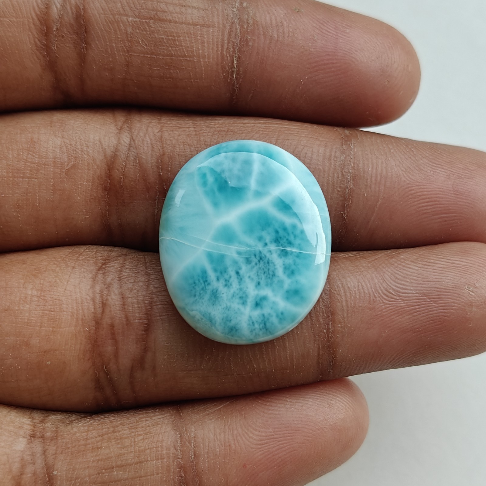 Oval Shape AAA Quality Larimar Cabochon, Size 24x20x5mm Weight 25 Carats