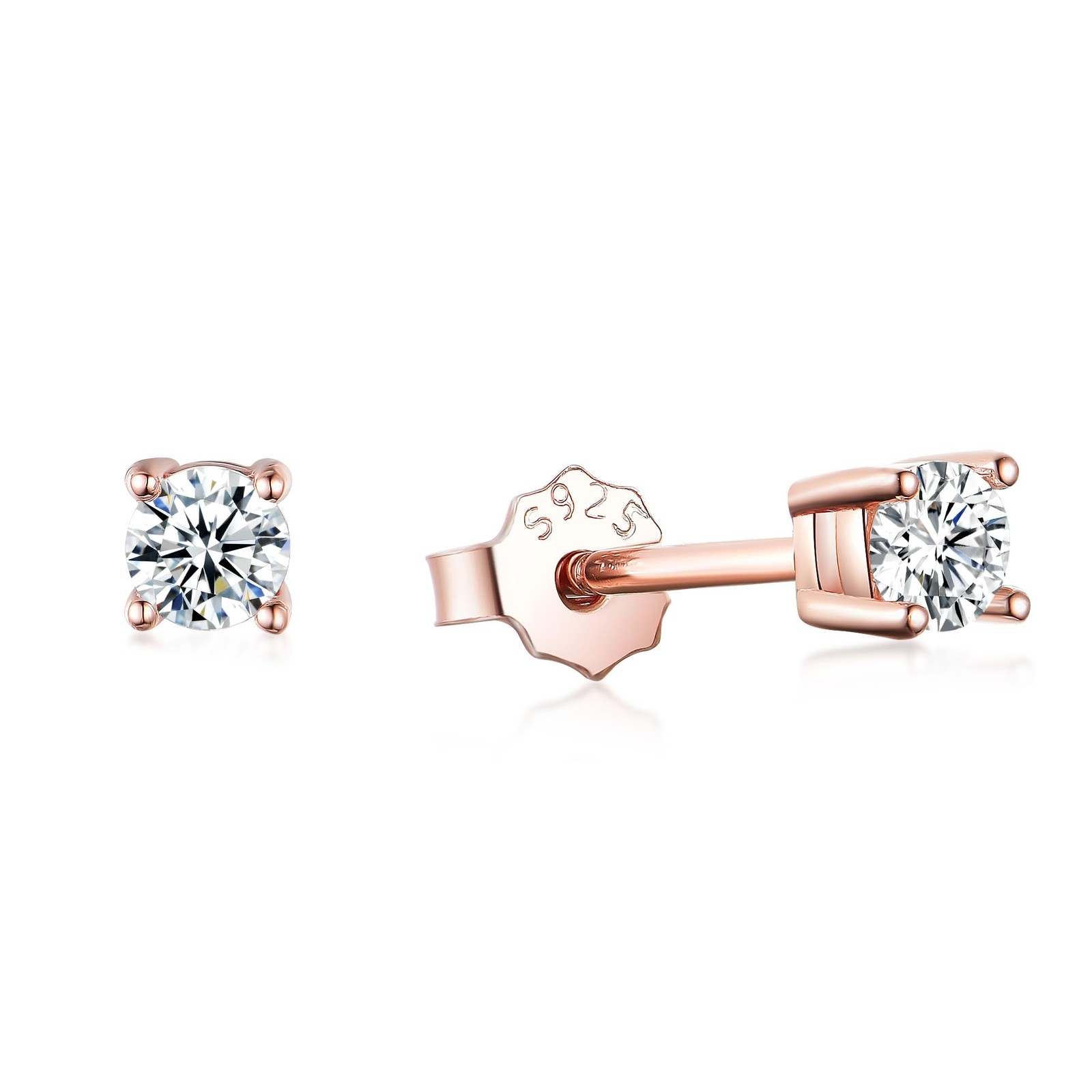 Kuololit Moissanite Stud Earrings – 3.0mm Round Cut D Color VVS1 Clarity Sterlin