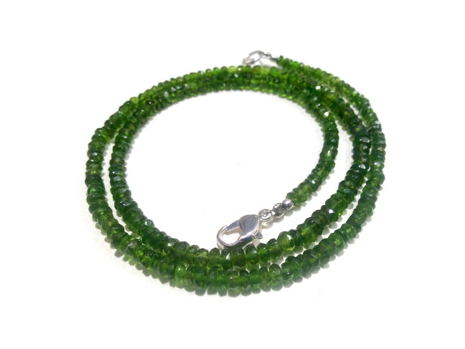 18″inch Necklace Natural Chrome Diopside Rondelle Faceted 3-4mm Beads CD1