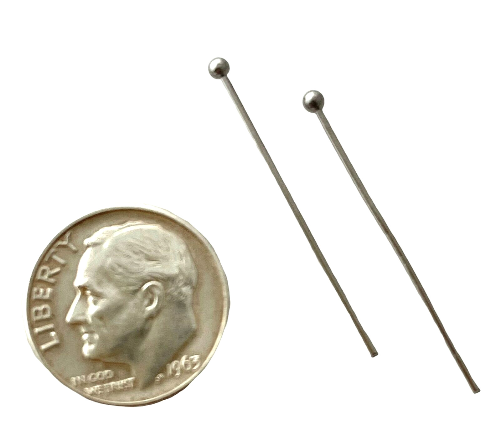 10 Stainless Steel Ball Silver 1 1/8 Inches 21 Gauge Bead Pin Findings Headpins