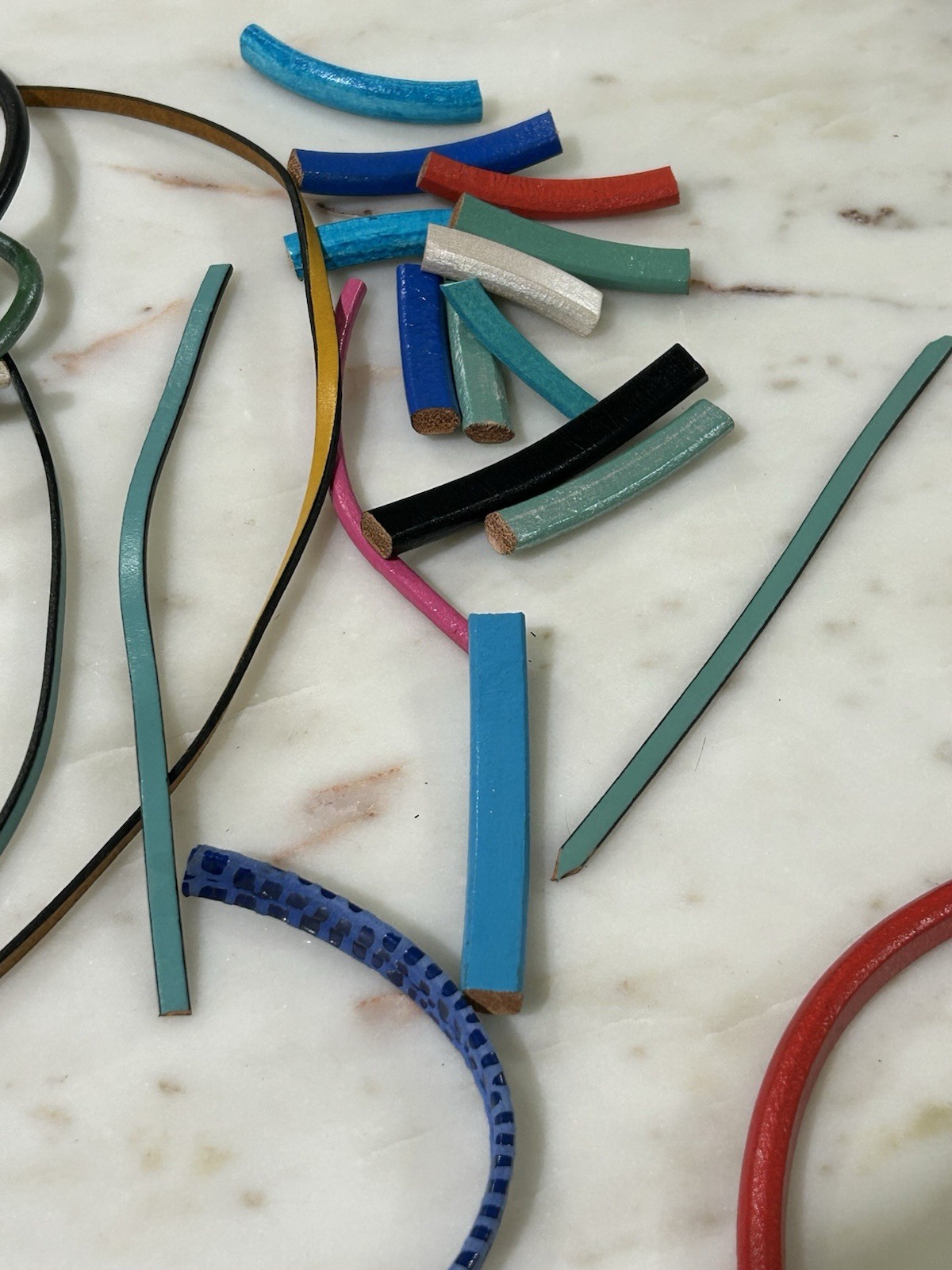 Regaliz Licorice Leather Remnants pieces detach lot Random Colors, sizes, Shapes