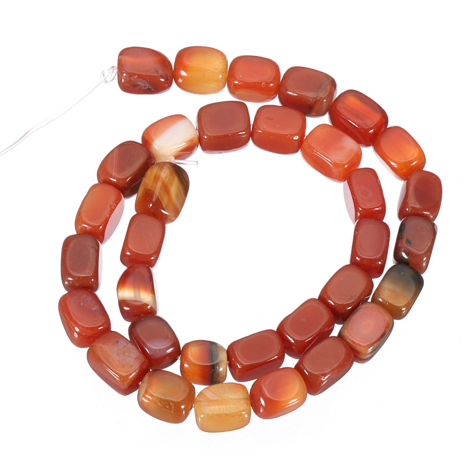 Natural Stone Gemstone Beads 15″ 12x8mm Cuboid Spacer Bead, Reddish Orange