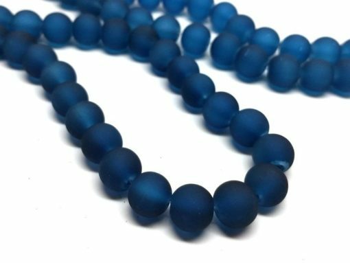 12mm Prussian Blue Frosted Glass Round Beads – 15″ strand (40cm) Approx 34 beads