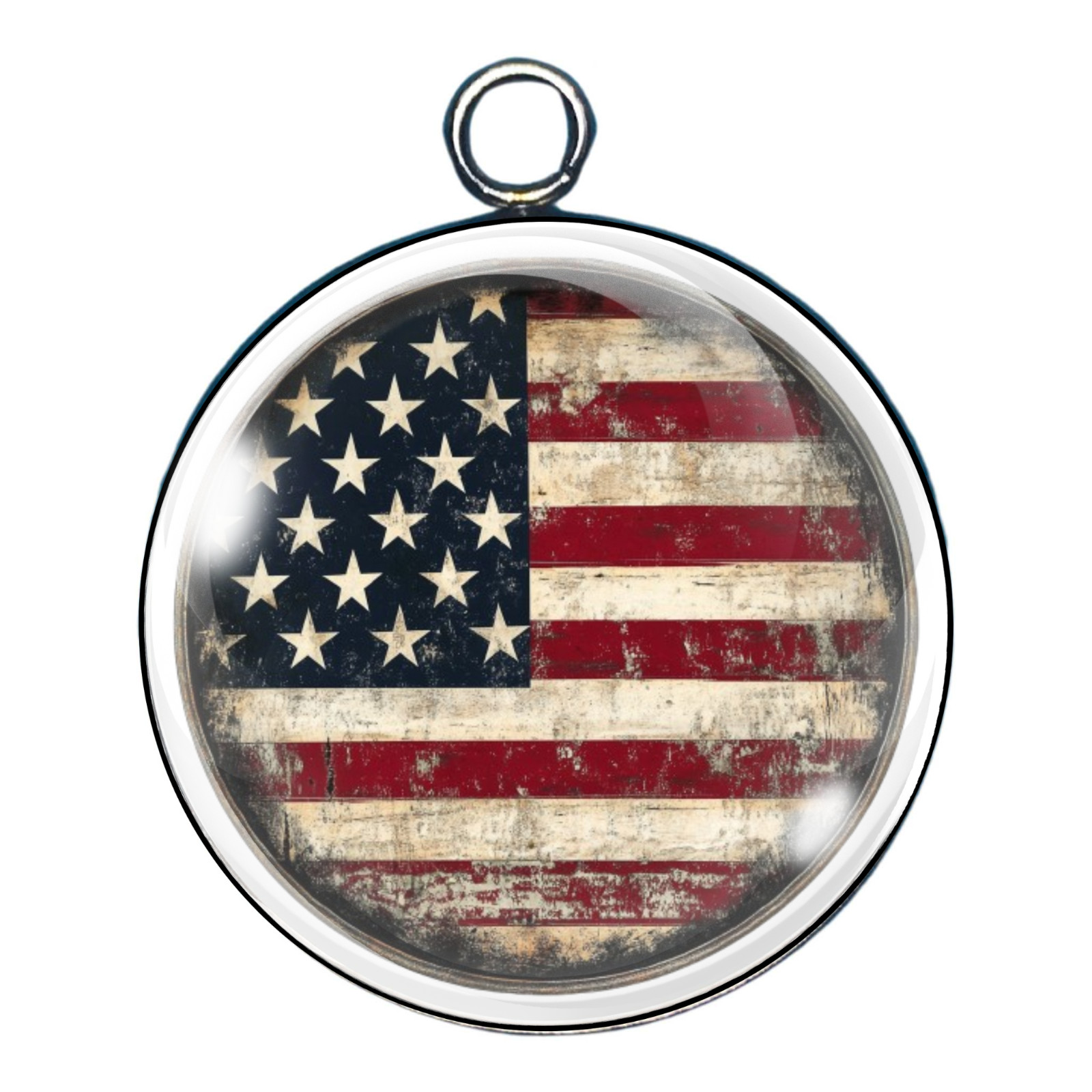 Rustic American Flag Glass Cabochon Charms, Vintage Flag Pendants, DIY Charms