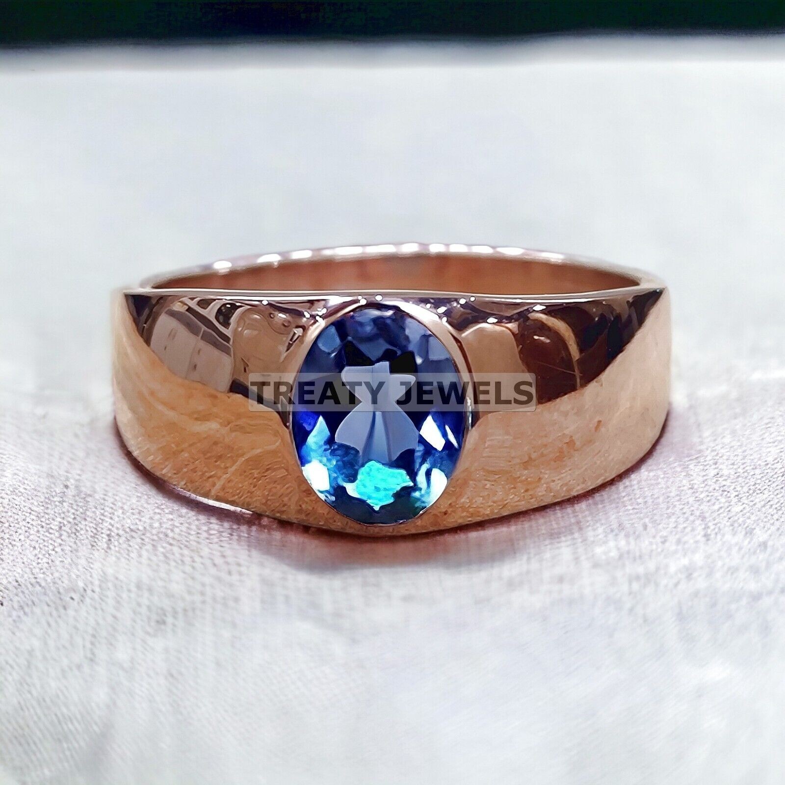 Alexandrite Oval Cut With 14k Rose Gold Ring For Men’s #22 #