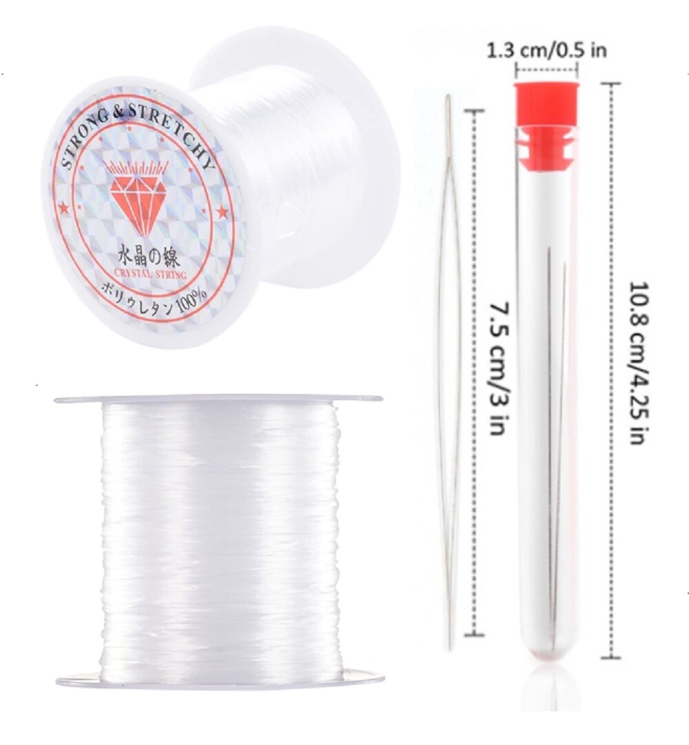2Ps 0.8mm Elastic Stretchy Beading Thread Cord Bracelet String+2 Beading Needles