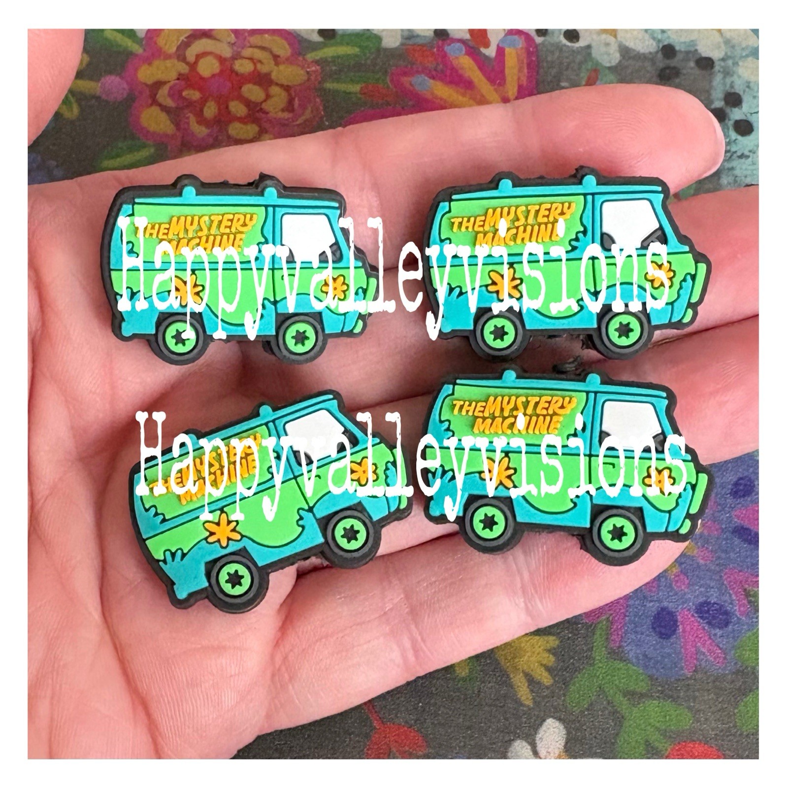 4 Piece MYSTERY MACHINE Scooby Theme Silicone Focal Beads DIY Jewelry Pens+ NEW