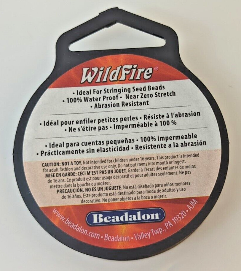 Beading Thread Beadalon .006 in 0.15mm WILDFIRE Black Noir 20 Yards (Qty 2)