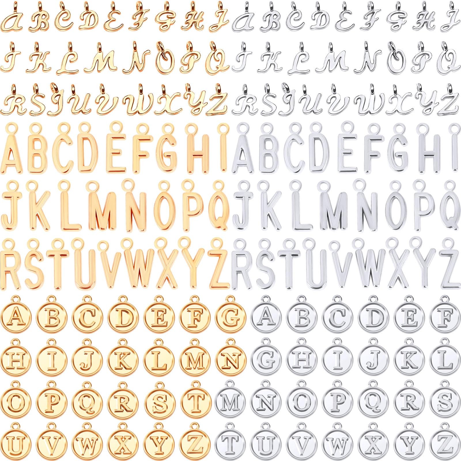 SANNIX 156Pcs/6 Sets Alphabet ABC Letter Charms 3 Styles Capital A-Z Charms D…