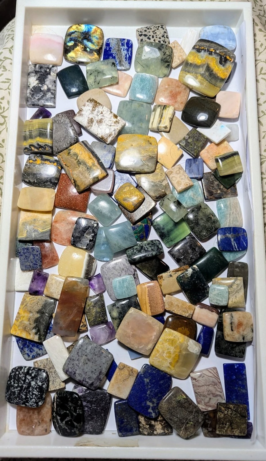 1000g+ Mixed Square Cabochons Cabs Bulk Wholesale 123pcs Polished Rectangle