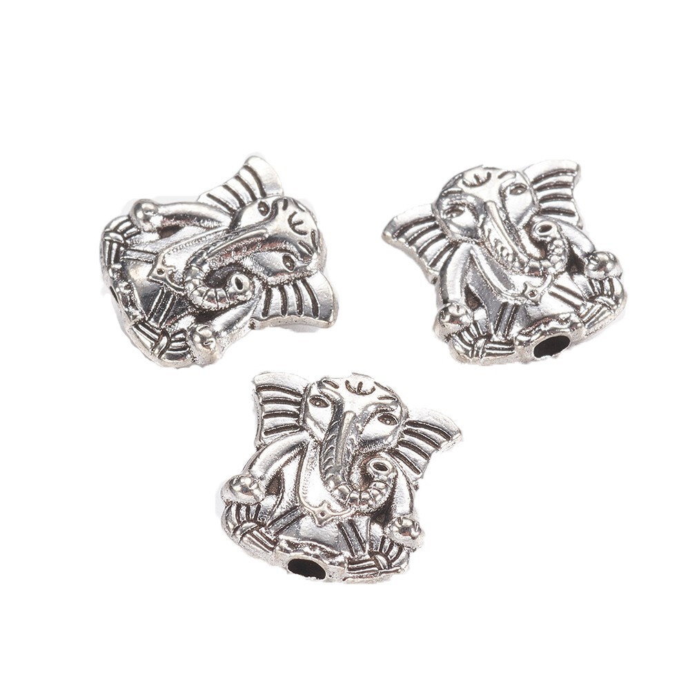 20Pcs Antique Silver Tibetan Style Alloy Elephant Beads Spacer Crafts 10x10x3mm
