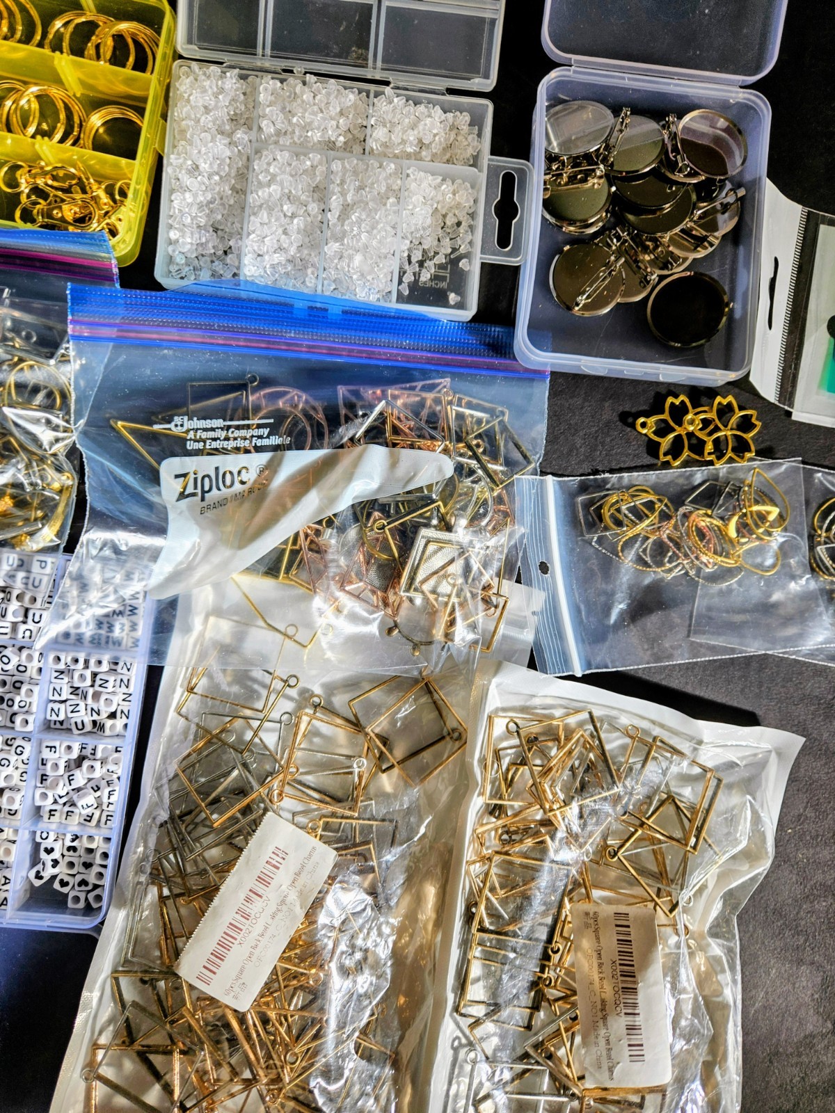 jewelry making supplies, chains, letter beads, spacer beads, wood beads, acrylic