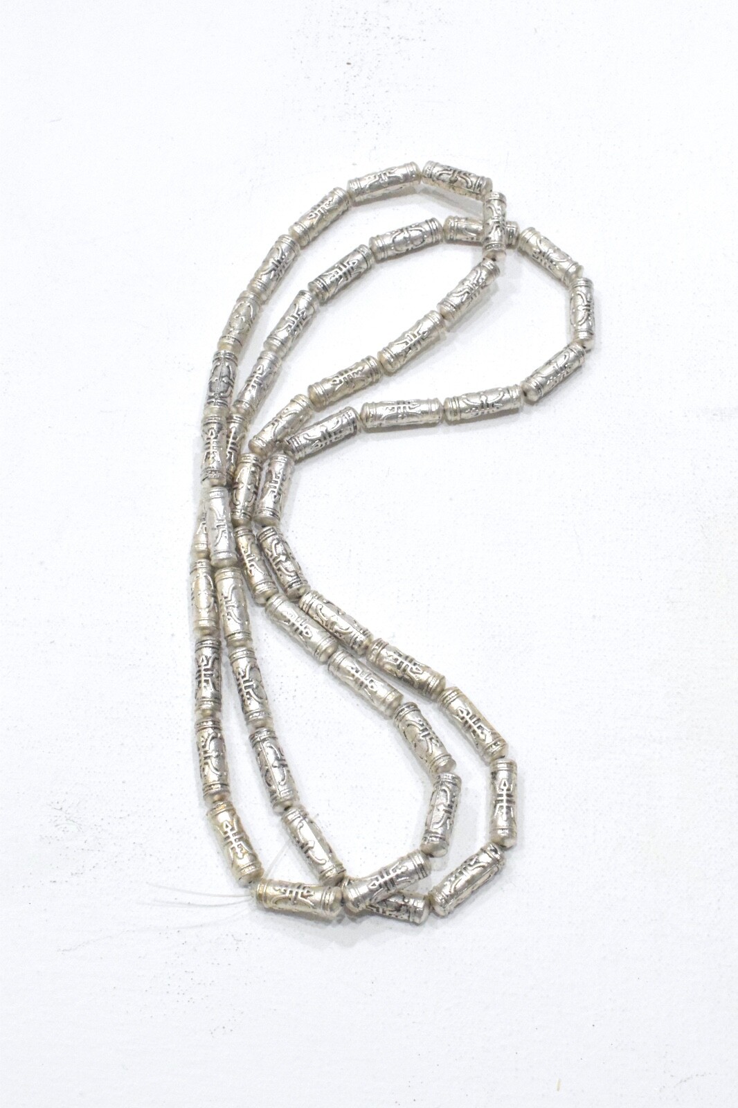 Silver Tube Chinese Longevity Bead