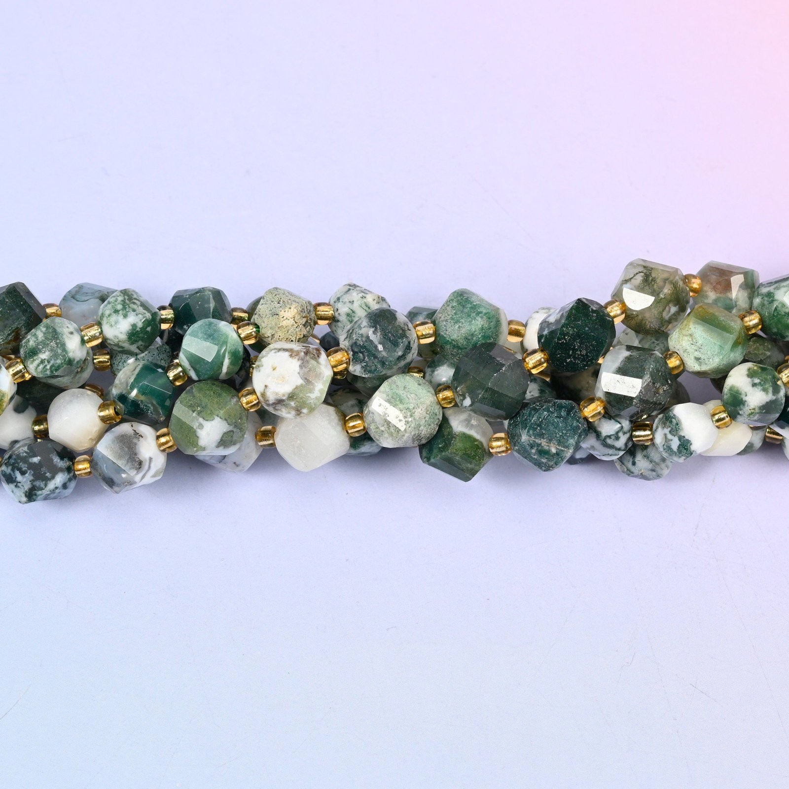 Tree Agate Faceted Spiral Twist Beads: Size 8mm 10mm, Jewelry Making