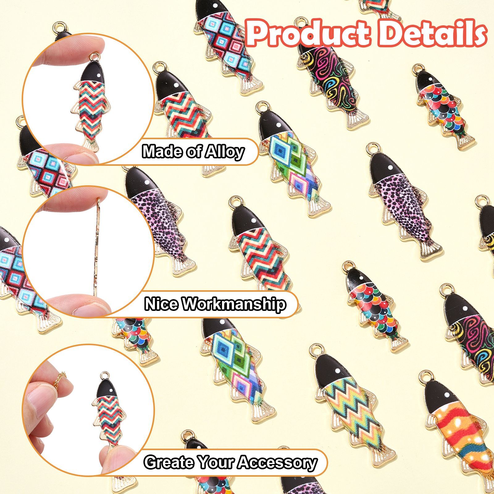 45pcs Rnamel Fish Charms Colorful Sea Animal Charms for Jewelry Making Necklaces