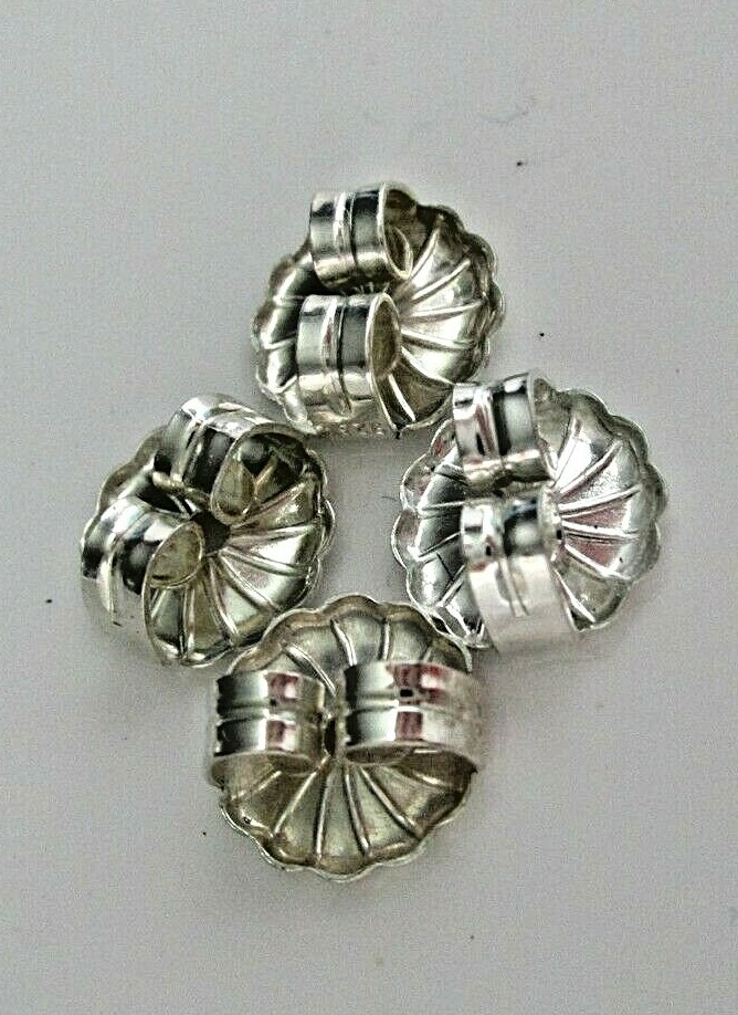 Set of 4 Sterling Silver 7mm Large Premium Post Earring Backs Clutches Nuts