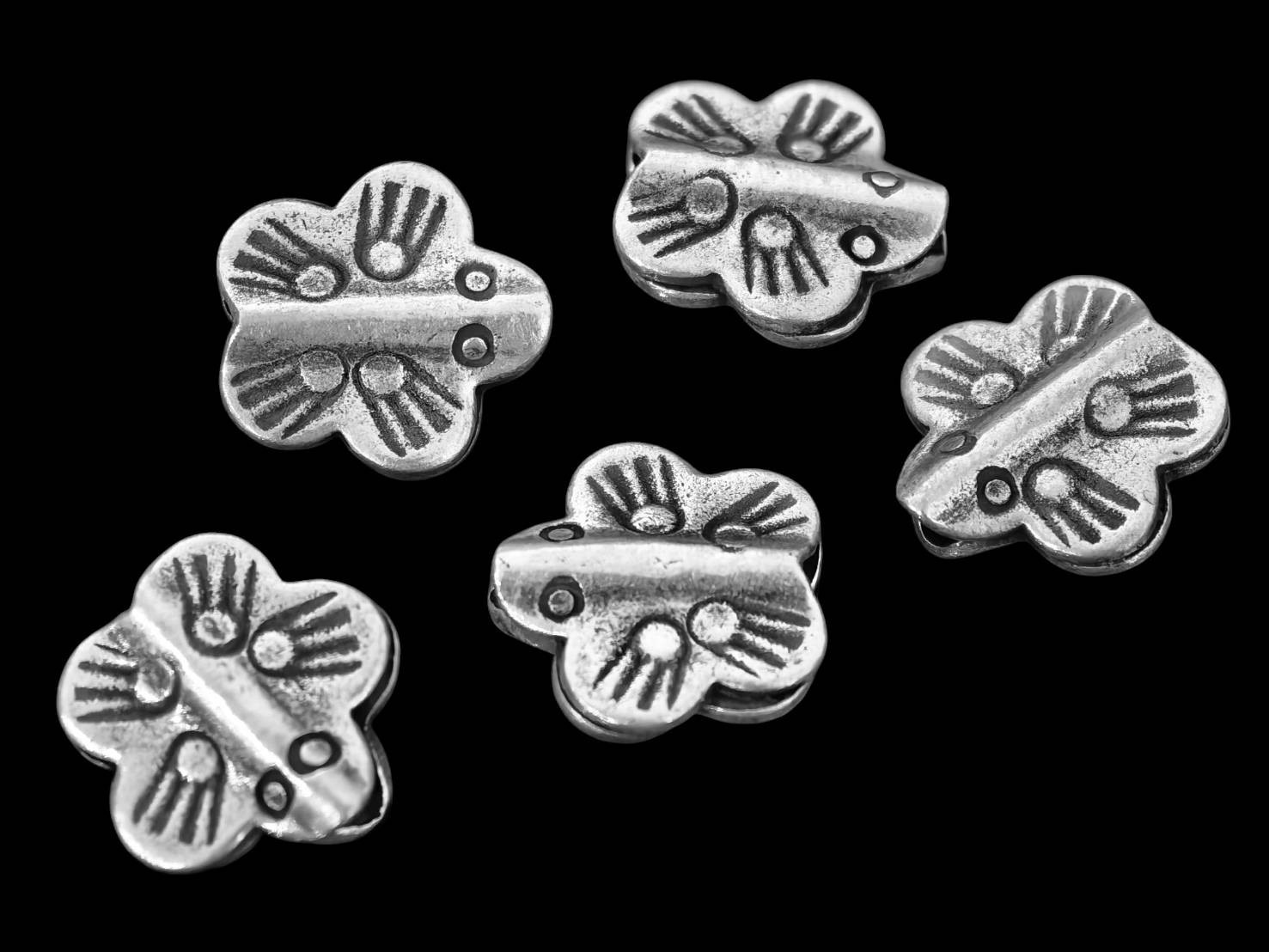 silver beads karen hill tribe silver 6 flower bead