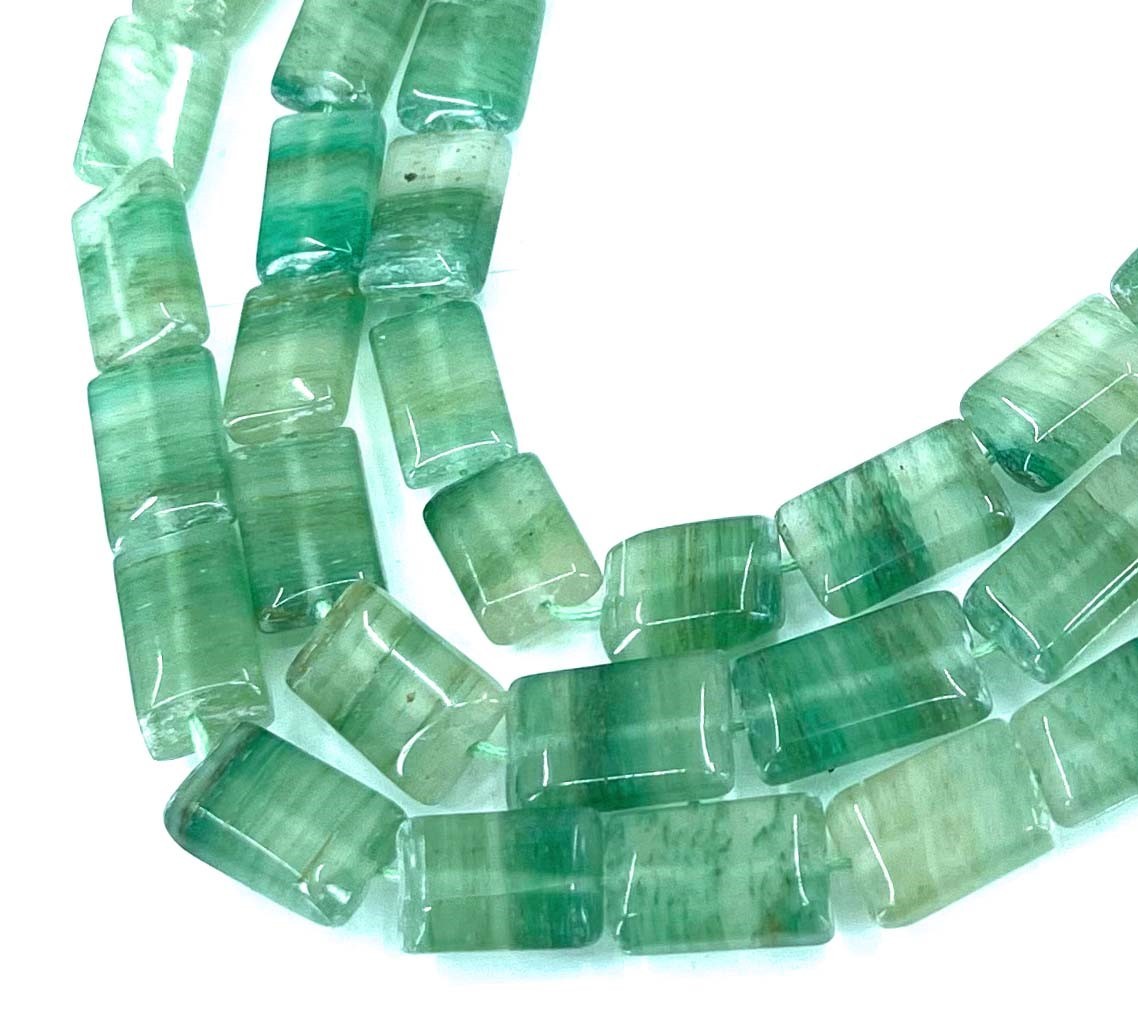 10x7mm Natural Green Flourite Rectangle Gemstone Beads Full Strand 15″