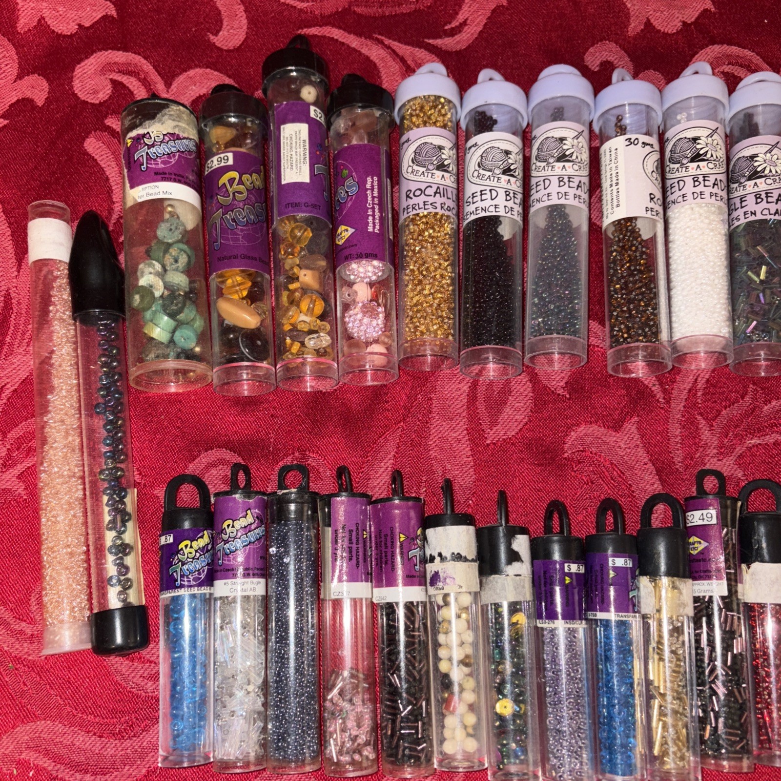 Large Lot of Glass Seed Beads 70+ Tubes Multicolor Czech Taiwan China Misc