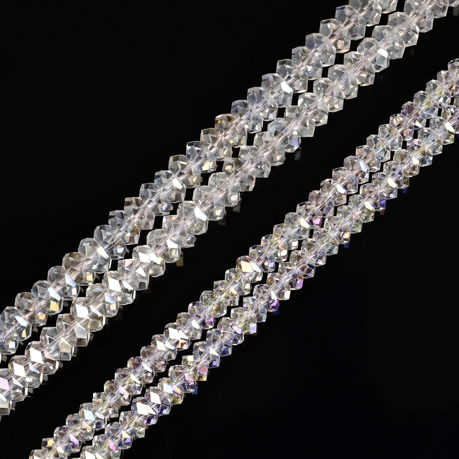 Clear AB K9 Crystal Glass Faceted Rondelle Beads Size 2x4mm 4x8mm 15.5″ Strand
