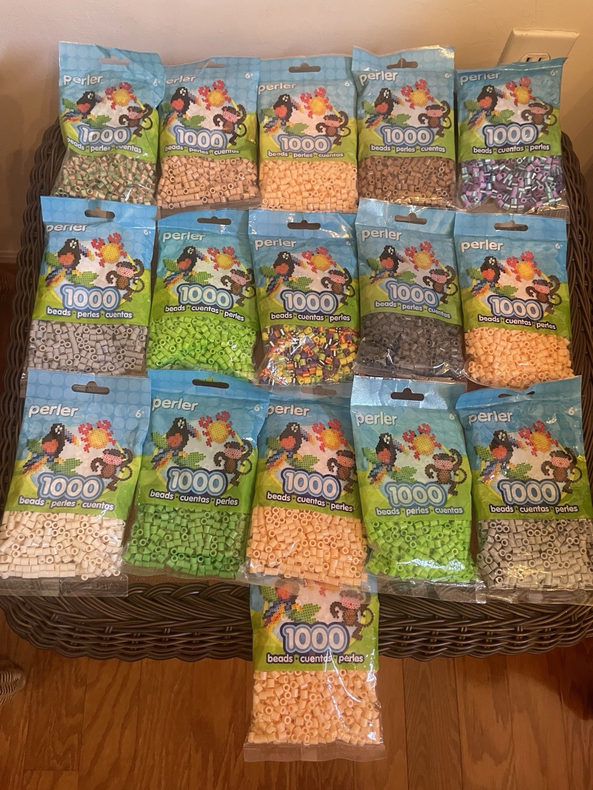 Lot of 16 New Perler Bead Bags 16,000 Total Various Colors Mixed Sets + 2 Used