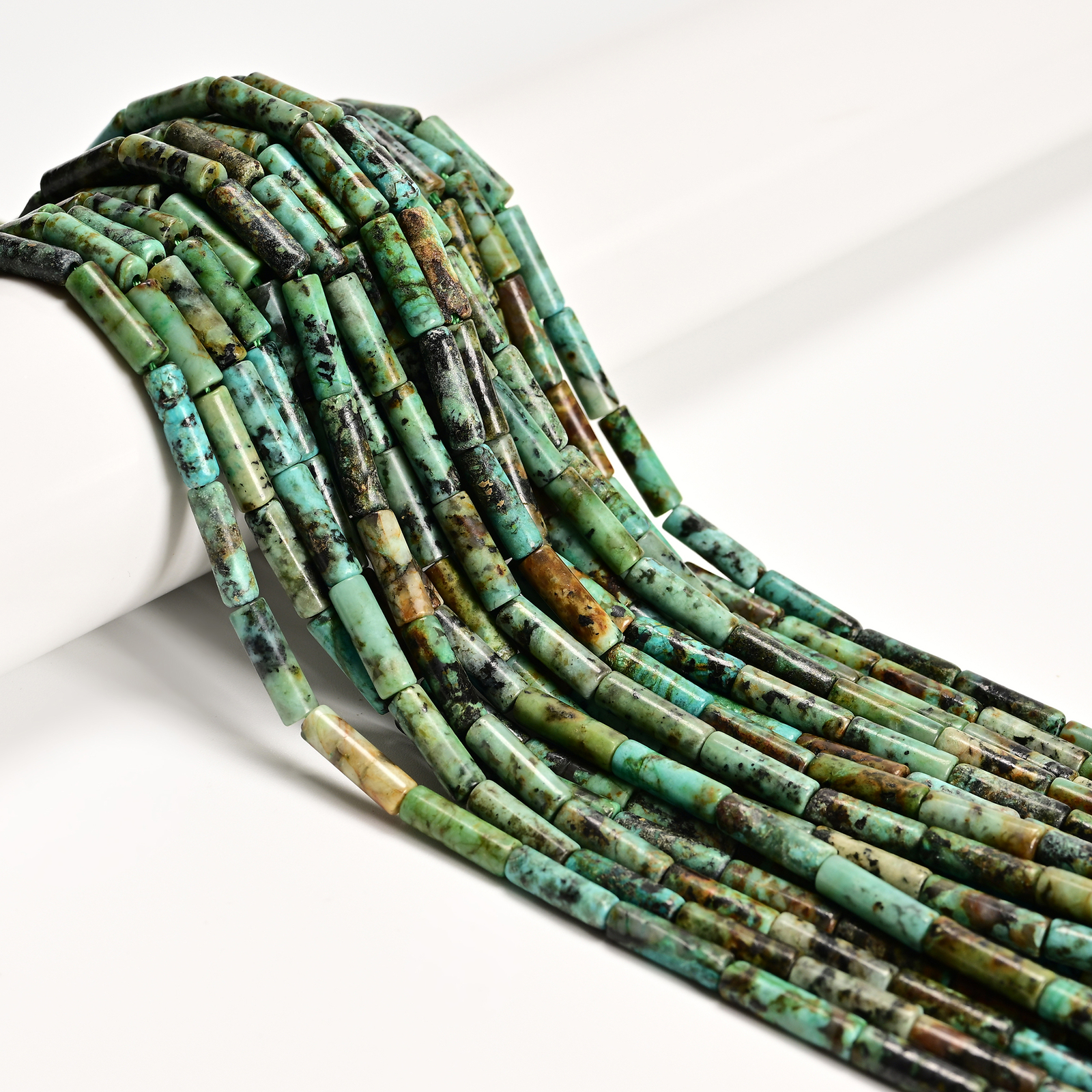 Natural African Turquoise Cylinder Tube Beads Size 4x13mm 15.5” Strand