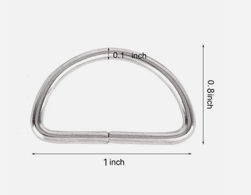 Metal Silver D Ring, 1 inch D Ring Heavy Duty Nickel plated (100 pack)