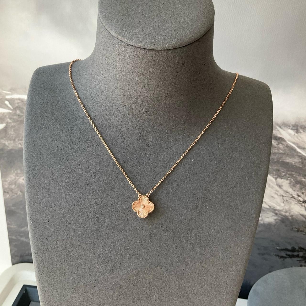Flower necklace 925 silver rose gold plated 15mm Flower necklace