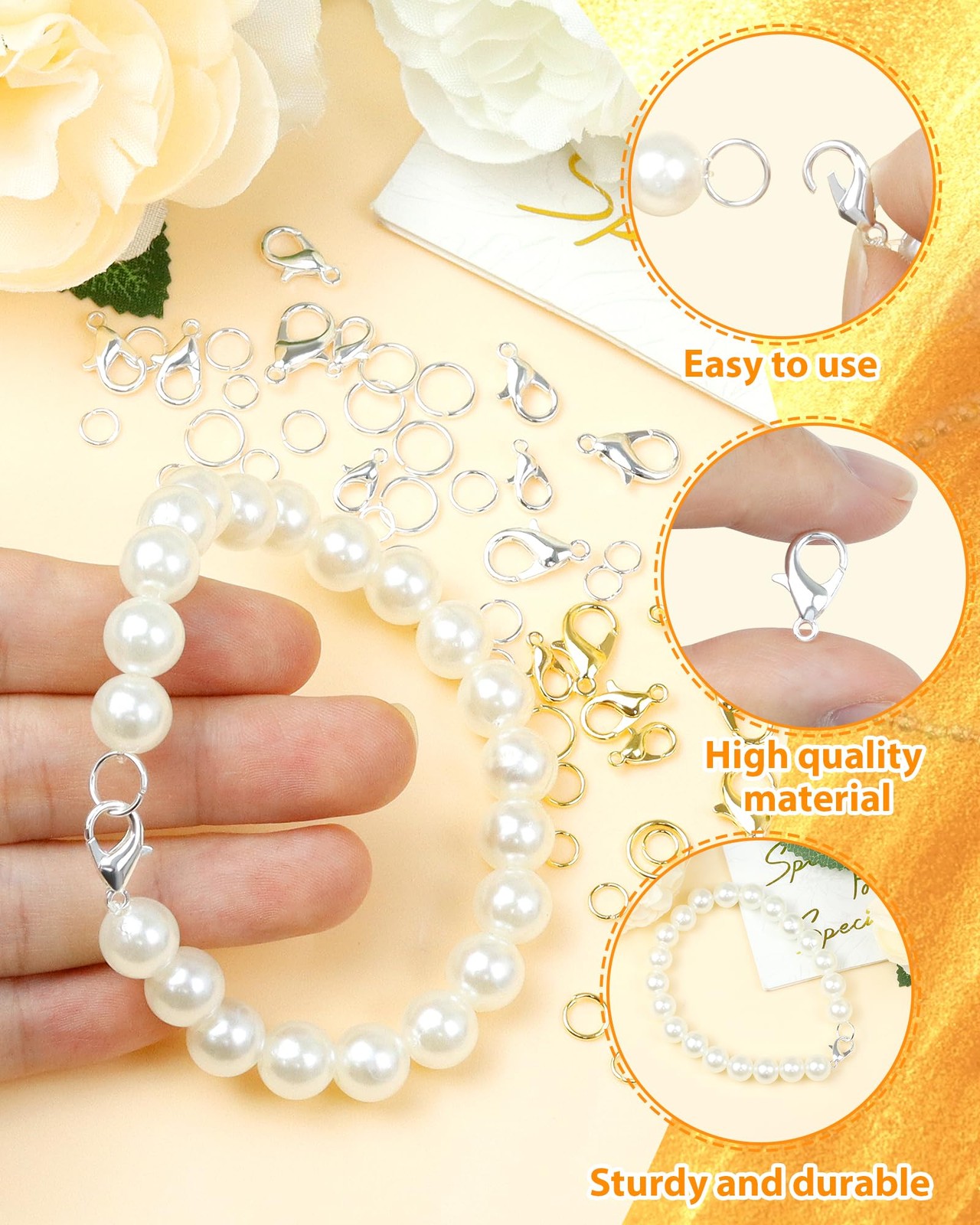 900PCS Lobster Claw Clasps and Jump Rings Set Silver Jewelry Clasps for Neck…