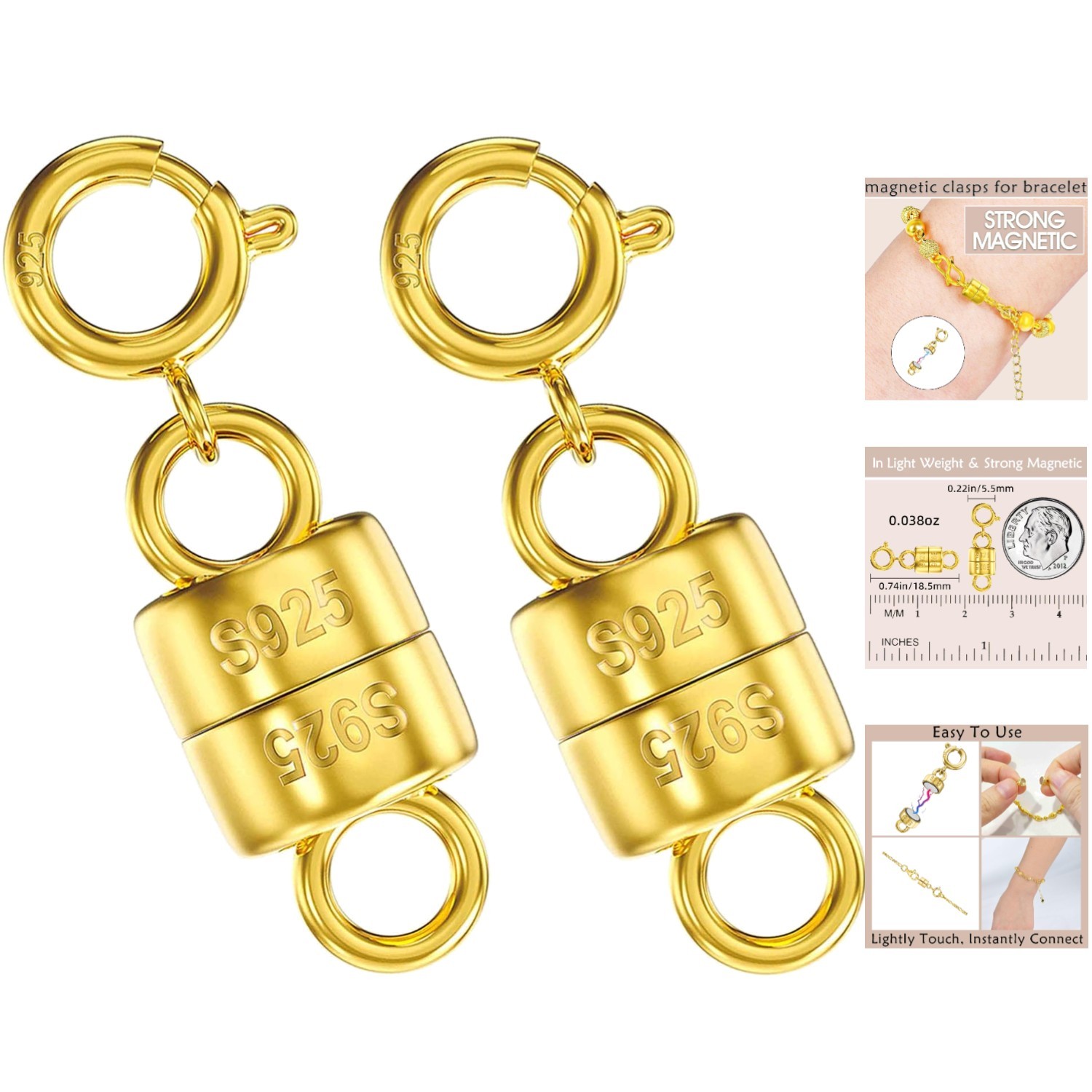 14K Gold Plated Magnetic Clasps for DIY Jewelry – Hypoallergenic and Easy to Use