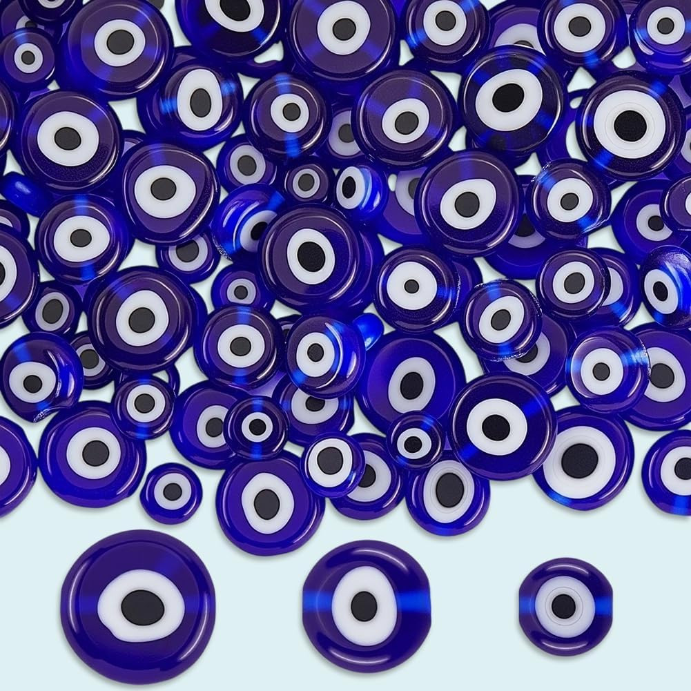 1 Box 3 Styles 6MM 8MM 10MM Dark Blue Evil Eye Lampwork Glass Beads with Holes A