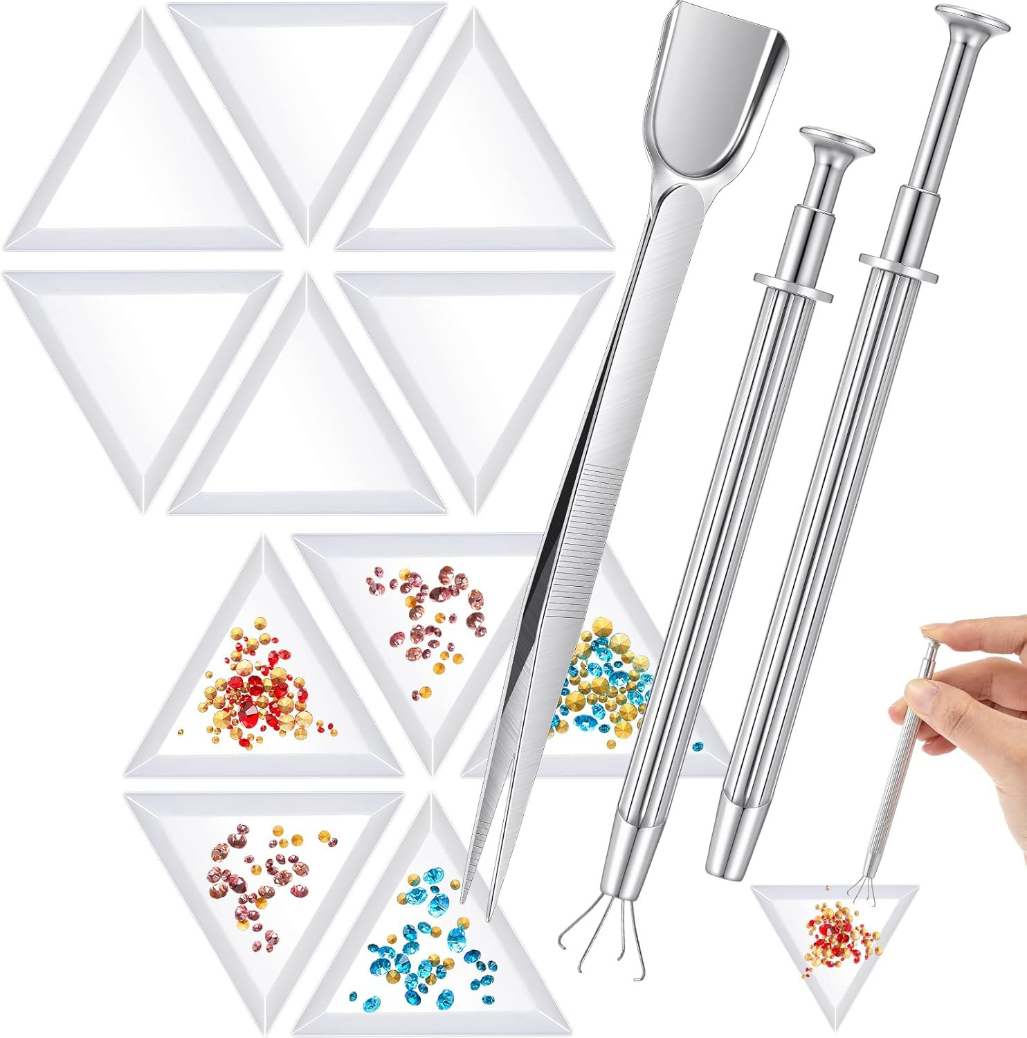 Bead Sorting Tray Set with Scoops and Tweezers for Jewelry Making Tools