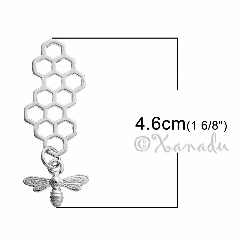 Bee Honeycomb Charms – Wholesale Gold Tone Pendants C1393 – 5, 10, 20PCs