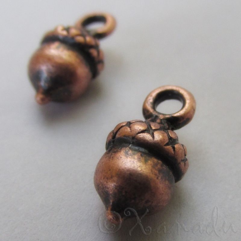Acorn Charms Wholesale Antiqued Copper Autumn Pendants C2217 – 10, 20 Or 50PCs